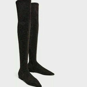 Zara Glitter Over the Knee Boots
